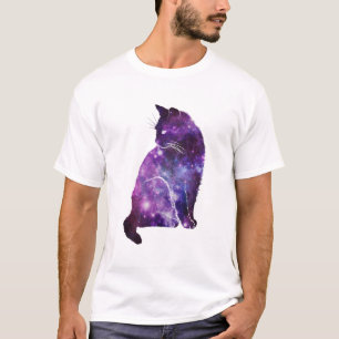 Purple Space Nebula Cat T-Shirt