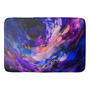 Purple Space Nebula in Alcohol Ink Bath Mat