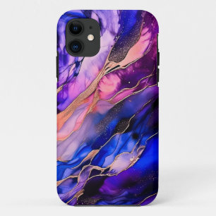 Purple Space Nebula in Alcohol Ink iPhone 11 Case