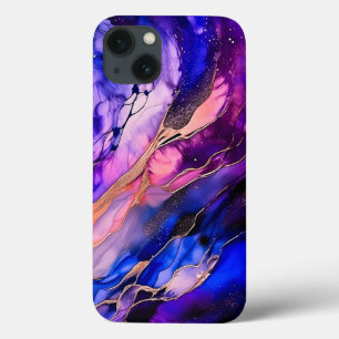 Purple Space Nebula in Alcohol Ink iPhone 13 Case