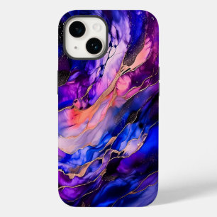 Purple Space Nebula in Alcohol Ink iPhone 14 Case
