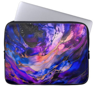 Purple Space Nebula in Alcohol Ink Laptop Sleeve