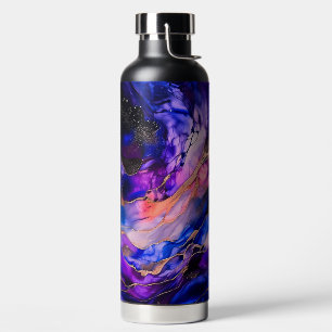 Purple Space Nebula in Alcohol Ink Water Bottle