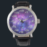 Purple Space Square Root Clock - Math Clock Watch<br><div class="desc">square root clock, fun math wall clock, mathematics student classroom time, maths teacher class hours, number geek nerd humour, squareroot calculation school lesson, calculating calculations sums,  numbers, elementary primary secondary school, high school college university</div>