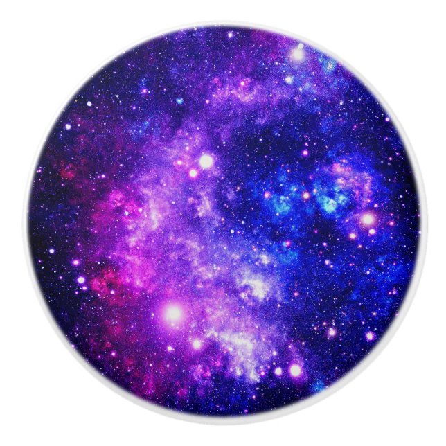 Purple Space Stars Ceramic Knob (Front)