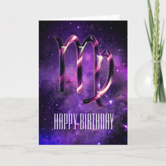 Purple Space Virgo Birthday Card