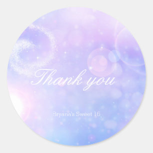 Purple Spacey Lights Birthday Party Favour Sticker