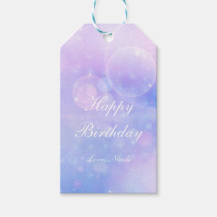 Purple Spacey Lights Cosmic Galaxy Party Gift Tag