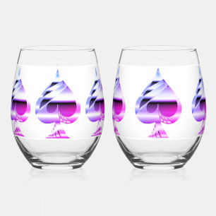 Purple Spades Wine Glass Set