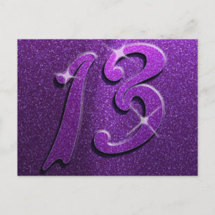 Purple Sparkle 13th Birthday Greeting Postcard
