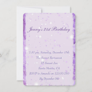 purple sparkle birthday invitation