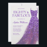 Purple Sparkle Dress Gorgeous 80th Birthday Party  Invitation<br><div class="desc">Purple Sparkle Dress Gorgeous 80th Birthday Party Invitation
Variations to the invitation and matching items in our store</div>
