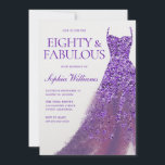 Purple Sparkle Dress Gorgeous 80th Birthday Party  Invitation<br><div class="desc">Purple Sparkle Dress Gorgeous 80th Birthday Party Invitation
Variations to the invitation and matching items in our store</div>