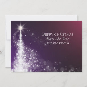 Purple sparkle elegant christmas tree holiday card