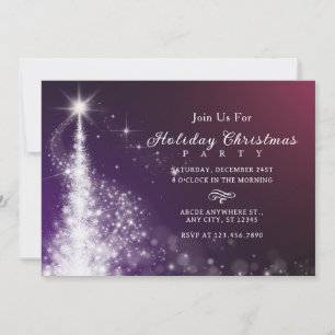 Purple sparkle elegant christmas tree invitation