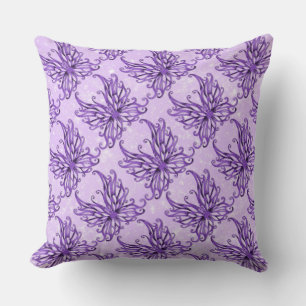 Purple Sparkle Fairy Wings Throw Pillow