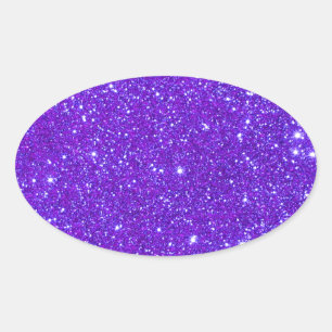 Purple Sparkle Glitter Custom Design Your Own Oval Sticker