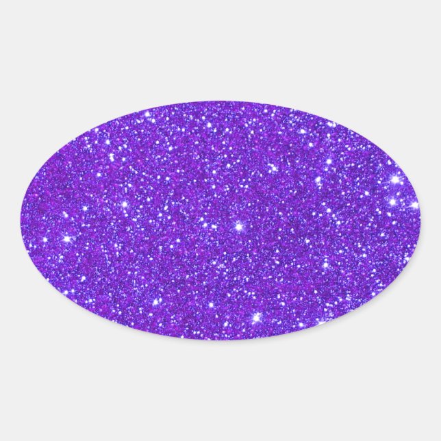 Purple Sparkle Glitter Custom Design Your Own Oval Sticker (Front)