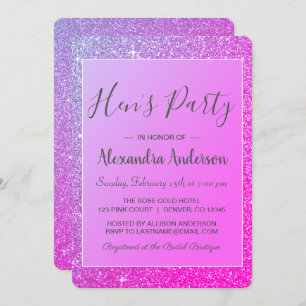 Purple Sparkle Glitter Hen's Party Invitation