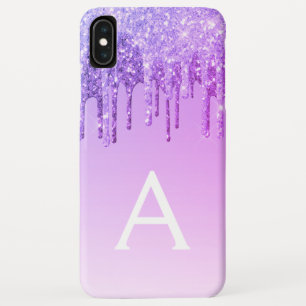 Purple Sparkle Glitter Monogram iPhone XS Max Case