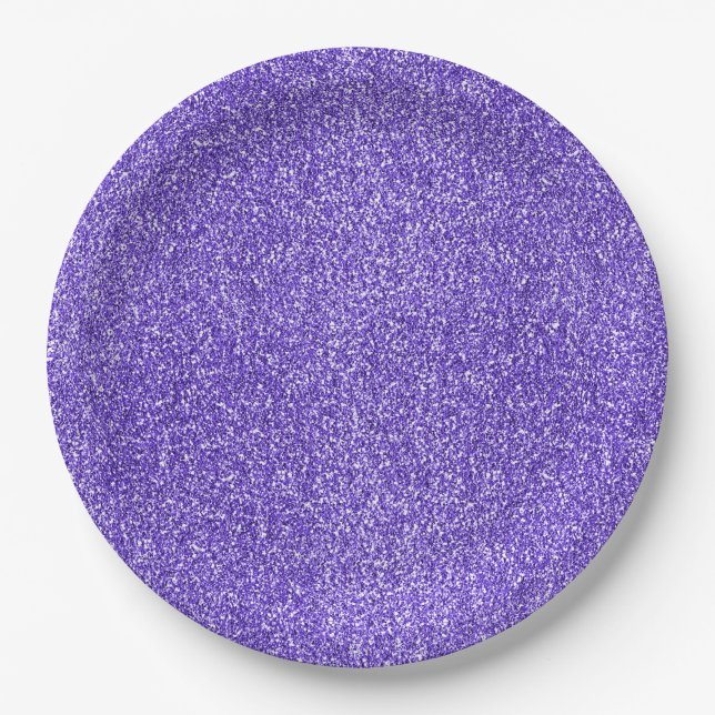 Purple Sparkle Glitter      Paper Plate (Front)