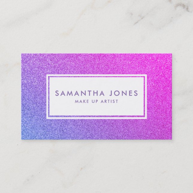 Purple Sparkle Glitter Pink Girly Make Up Artist Business Card (Front)