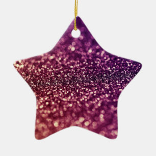 Purple sparkle glitter star Christmas ornament