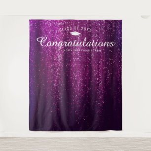 Purple Sparkle Graduation Photo Booth Backdrop Tapestry