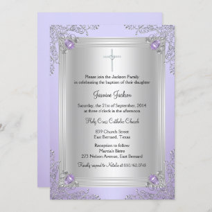 Purple Sparkle Jewel Baptism/Christening Invite