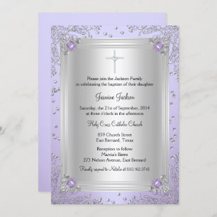 Purple Sparkle Jewel Baptism/Christening Invite