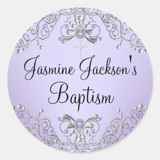 Purple Sparkle Jewel Baptism Sticker (Front)