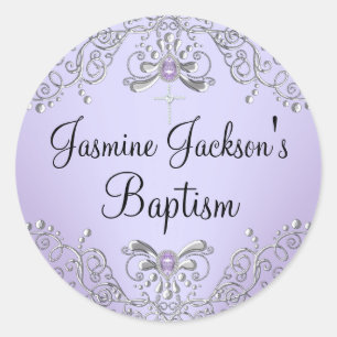 Purple Sparkle Jewel Baptism Sticker