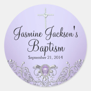 Purple Sparkle Jewel Baptism Sticker