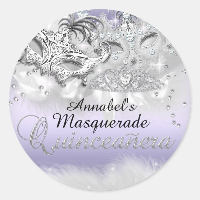 Purple Sparkle Masquerade Quinceanera Sticker (Front)