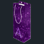 Purple Sparkle Monogram - Add Your Name Wine Gift Bag<br><div class="desc">Purple Sparkle Monogram - Add Your Name Elegant Gift Wine Bag. This Gift Bag can be customised to include your initial and first name and makes a great birthday,  wedding,  bachelorette party,  bridal shower or baby shower gift bag.</div>