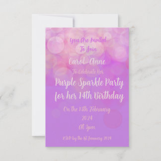 Purple Sparkle Party Invitation