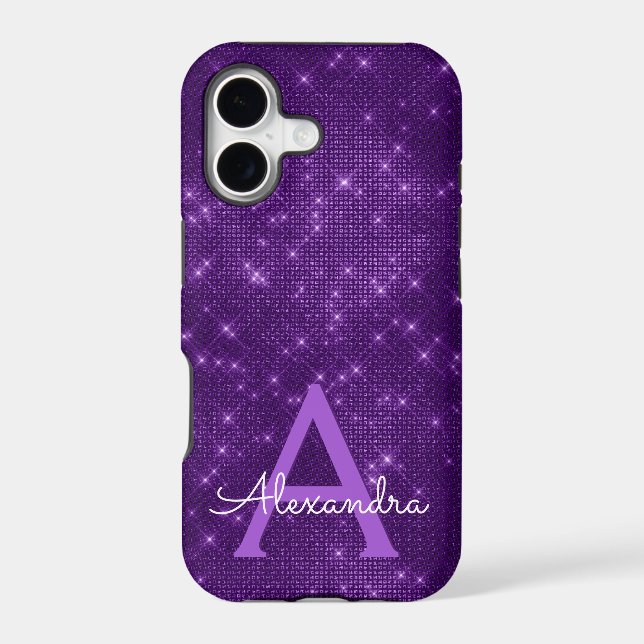 Purple Sparkle Shimmer Monogram & Initial (Back)