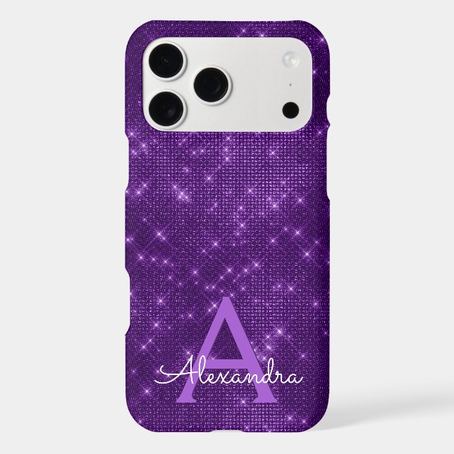Purple Sparkle Shimmer Monogram & Initial (Back)