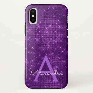 Purple Sparkle Shimmer Monogram & Initial iPhone X Case