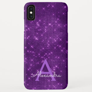 Purple Sparkle Shimmer Monogram & Initial iPhone XS Max Case