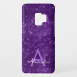Purple Sparkle Shimmer Monogram & Initial Case-Mate Samsung Galaxy S9 Case<br><div class="desc">Violet Purple Sparkle Shimmer Monogram & Initial Phone Case. This case can be customised to include your initial and first name. Please contact the designer for custom matching products.</div>