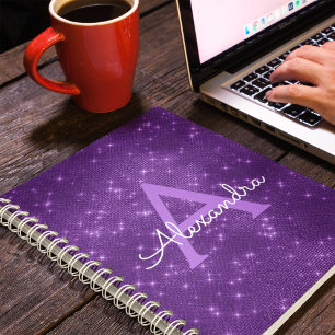 Purple Sparkle Shimmer Monogram & Initial Notebook