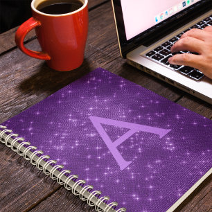 Purple Sparkle Shimmer Monogram & Initial Notebook
