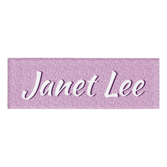 Purple Sparkled Look Personalised Name Tag (Front)
