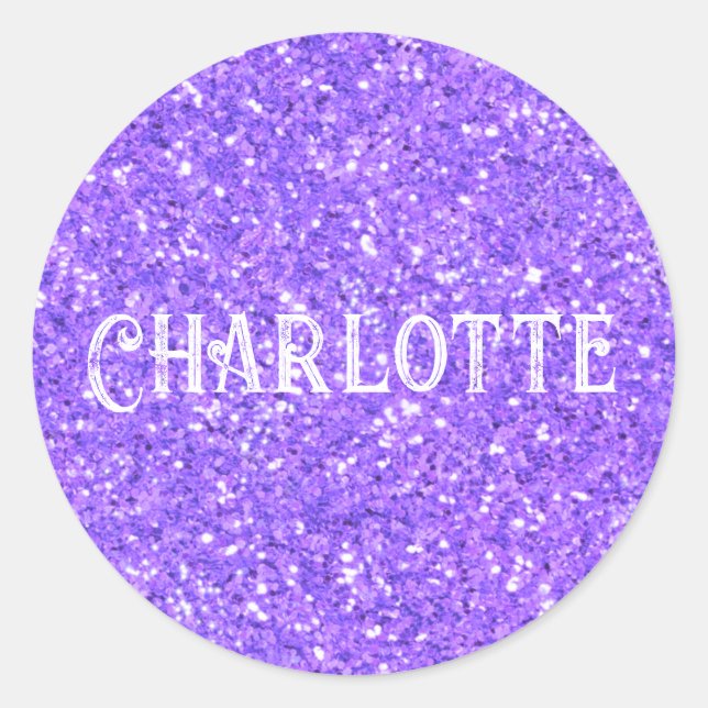 Purple sparkling glitter pattern    classic round sticker (Front)