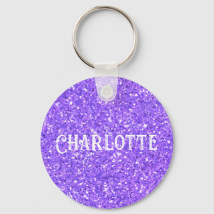 Purple sparkling glitter pattern keychain