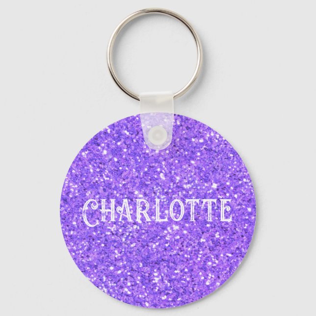 Purple sparkling glitter pattern    keychain (Front)