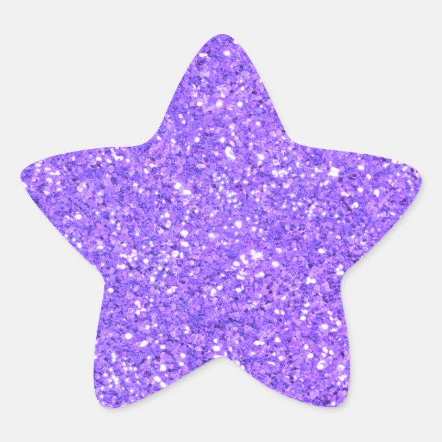 Purple  sparkling glitter pattern star sticker (Front)