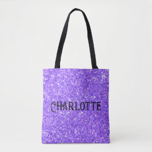 Purple sparkling glitter pattern tote bag