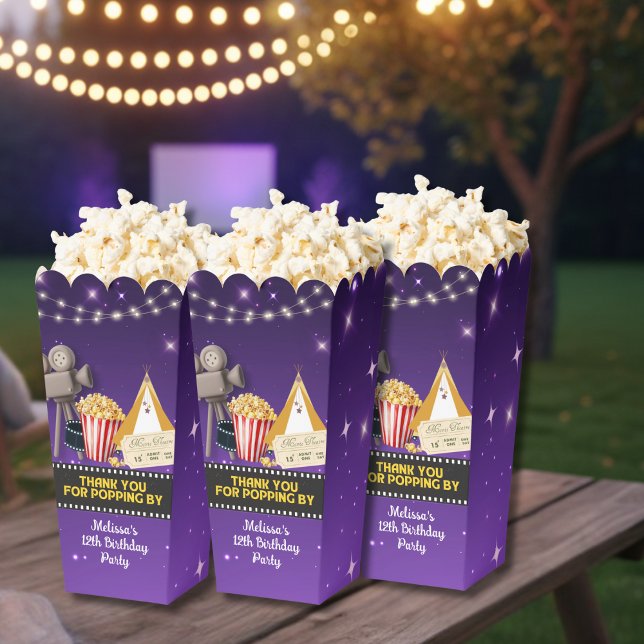 Purple Sparkling Movie Night Thank You Popcorn Favour Box (Creator Uploaded)